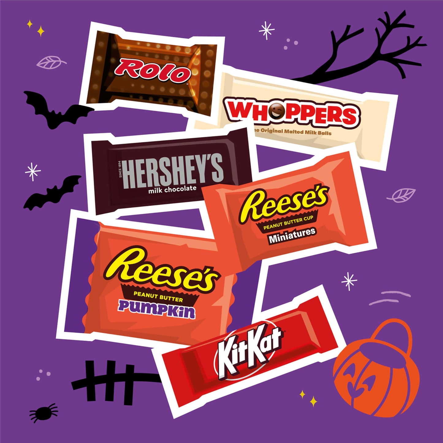 HERSHEYS Assorted Flavored  Halloween Candy Bag  19.62 oz (60 Pieces)