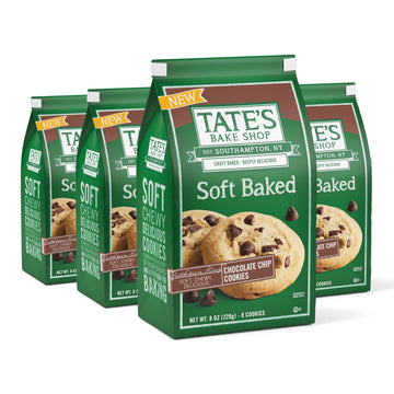 Tates Bake Shop Soft Baked Cookies, Chocolate Chip, 4 Bags, Brown