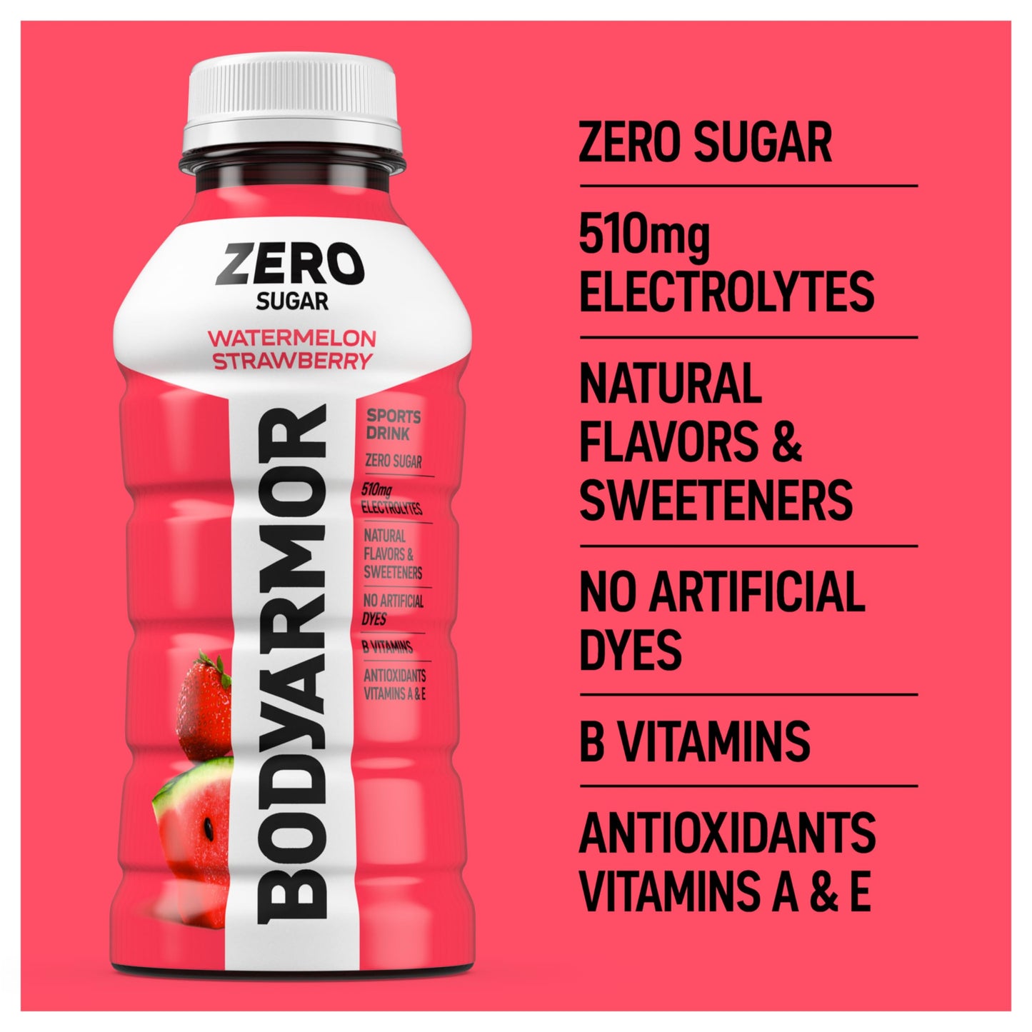 BODYprotective covering Zero Sugar Sports Drink, Watermelon Strawberry, Low-Calorie, 12 fl oz (Pack of 8)