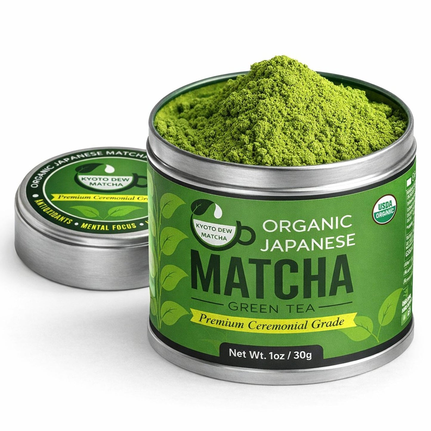 Kyoto Dew Matcha - 1 oz / 30g - USDA & JAS Organic enhanced Ceremonial Japanese Matcha Green Tea Powder - Stone-Ground First Harvest - Zero Sugar