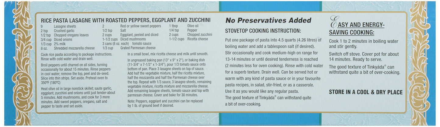 Tinkyada, Brown Rice Pasta With Rice Bran, Lasagne, 280 G