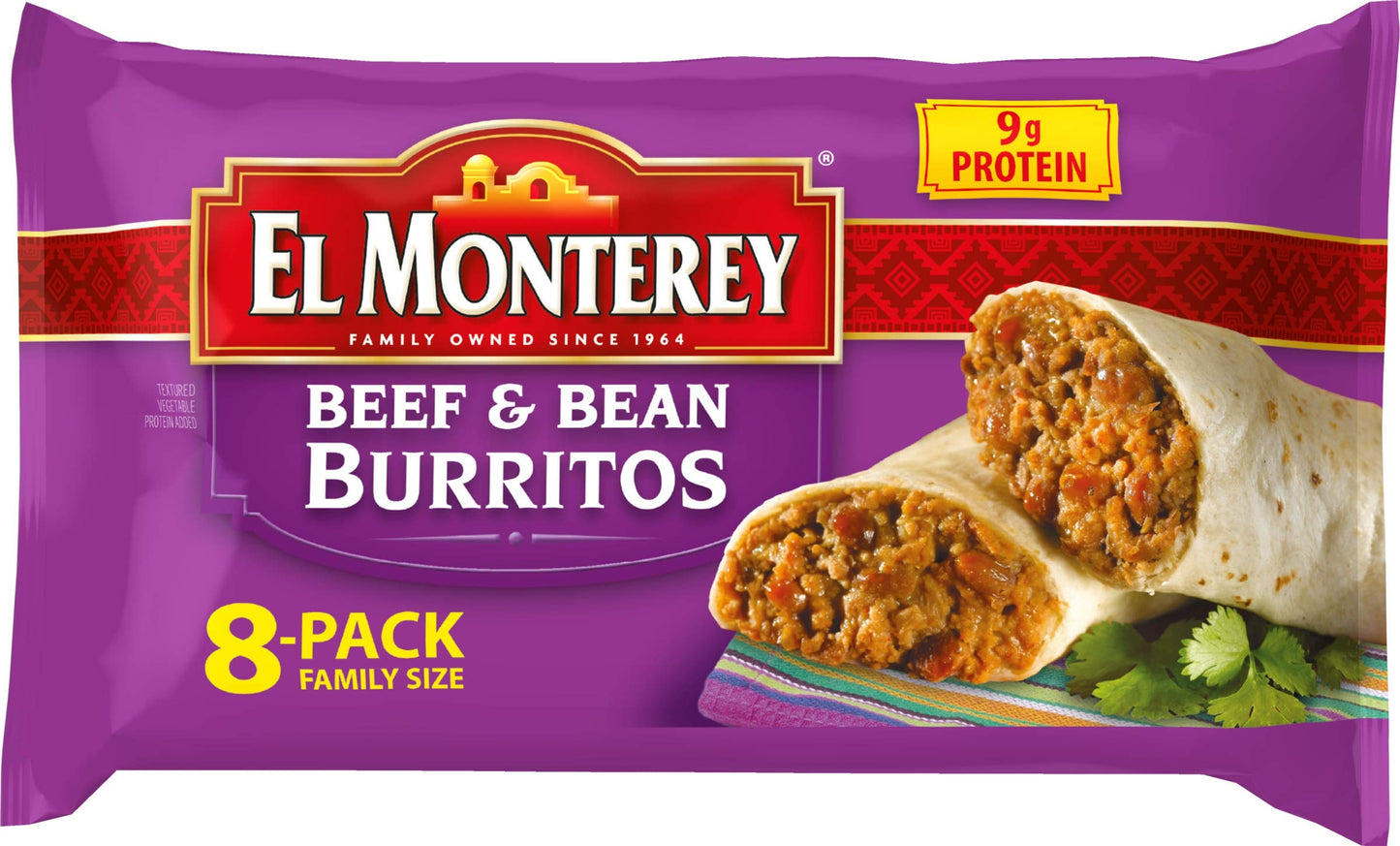 El Monterey Beef & Bean Burritos, 32 Oz, 8 Count (Frozen)