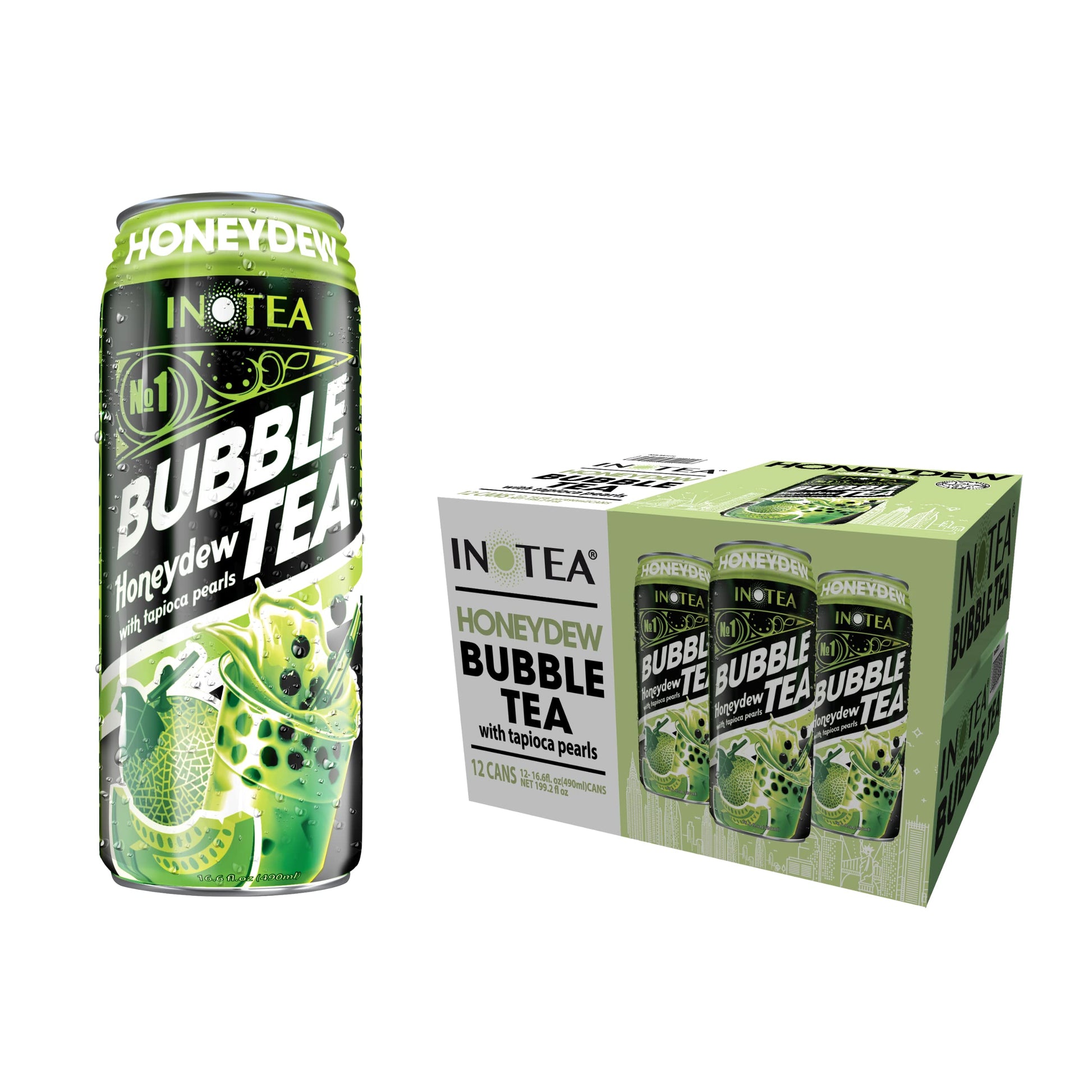(Pack of 12) INOTEA Bubble Tea | Choose One from 5 Flavors: Brown Sugar, Taro, Honeydew, Banana, Matcha Latte | Ready to Drink i