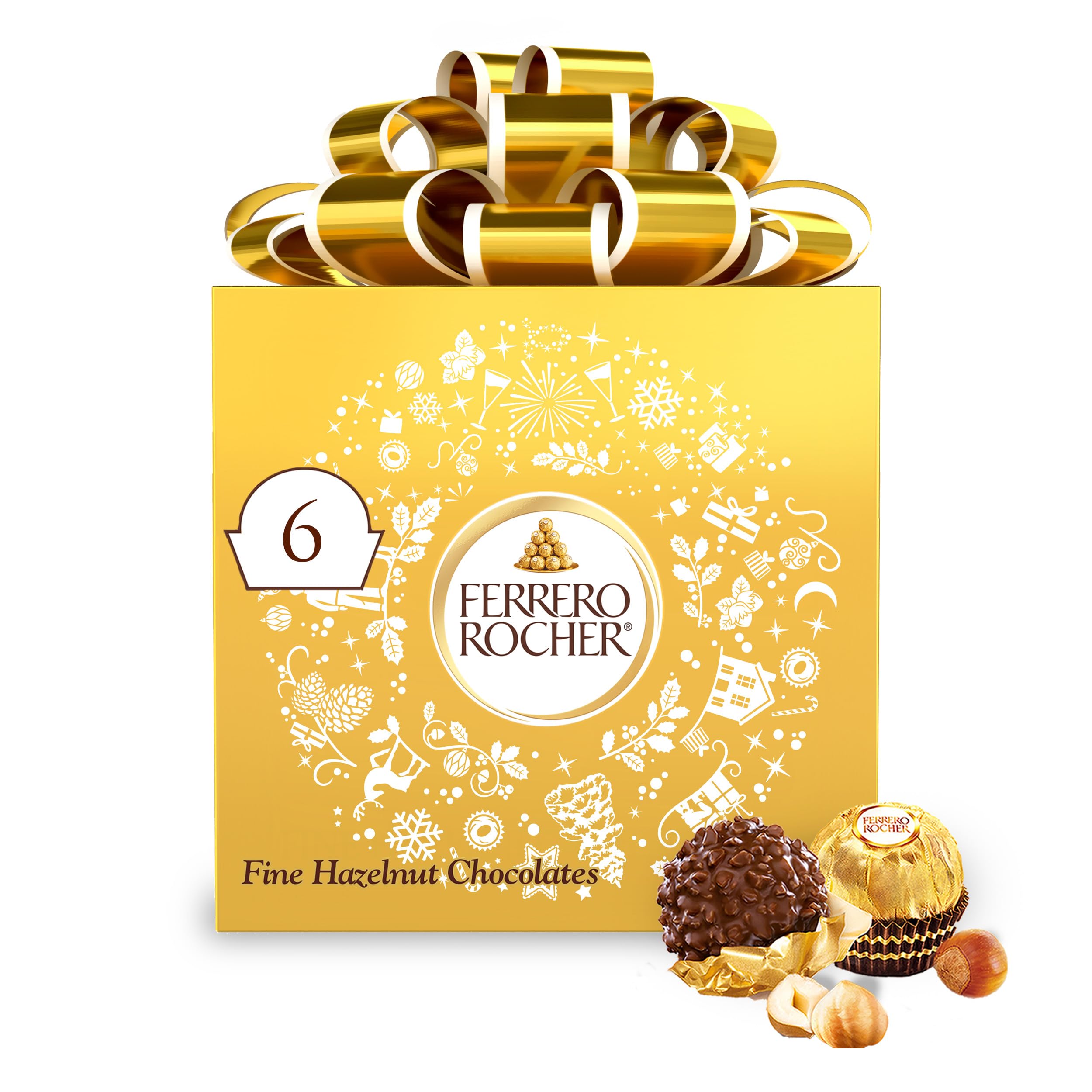 Ferrero Rocher 6 Count Top-Grade Gourmet Milk Chocolate Hazelnut ...
