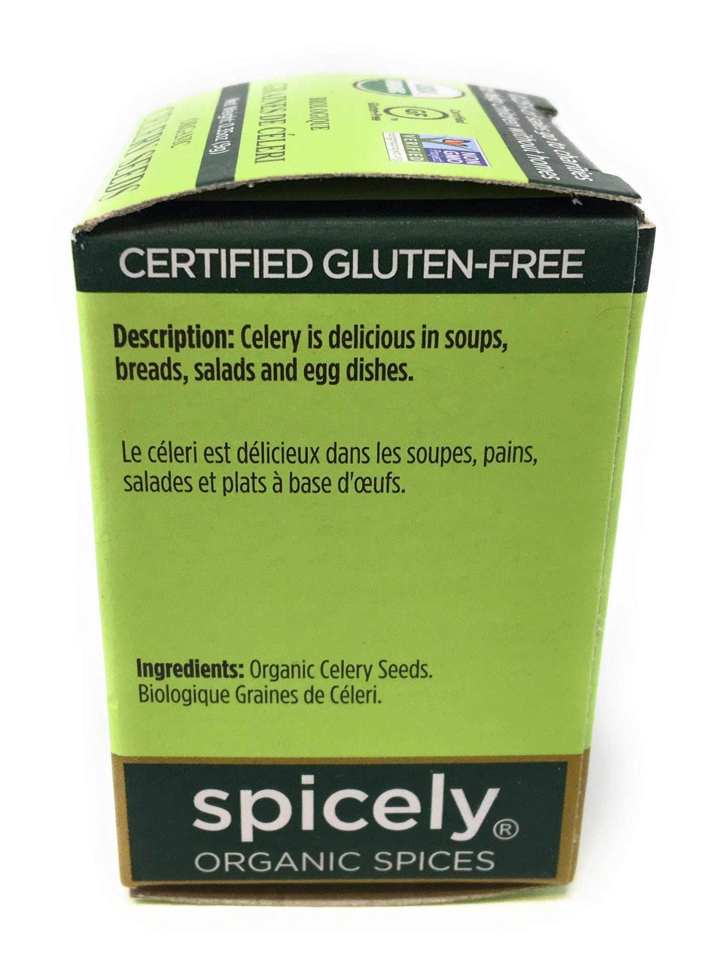 Spicely Organic Celery Seeds Whole 0.35 Ounce Ecobox Certified Gluten Free