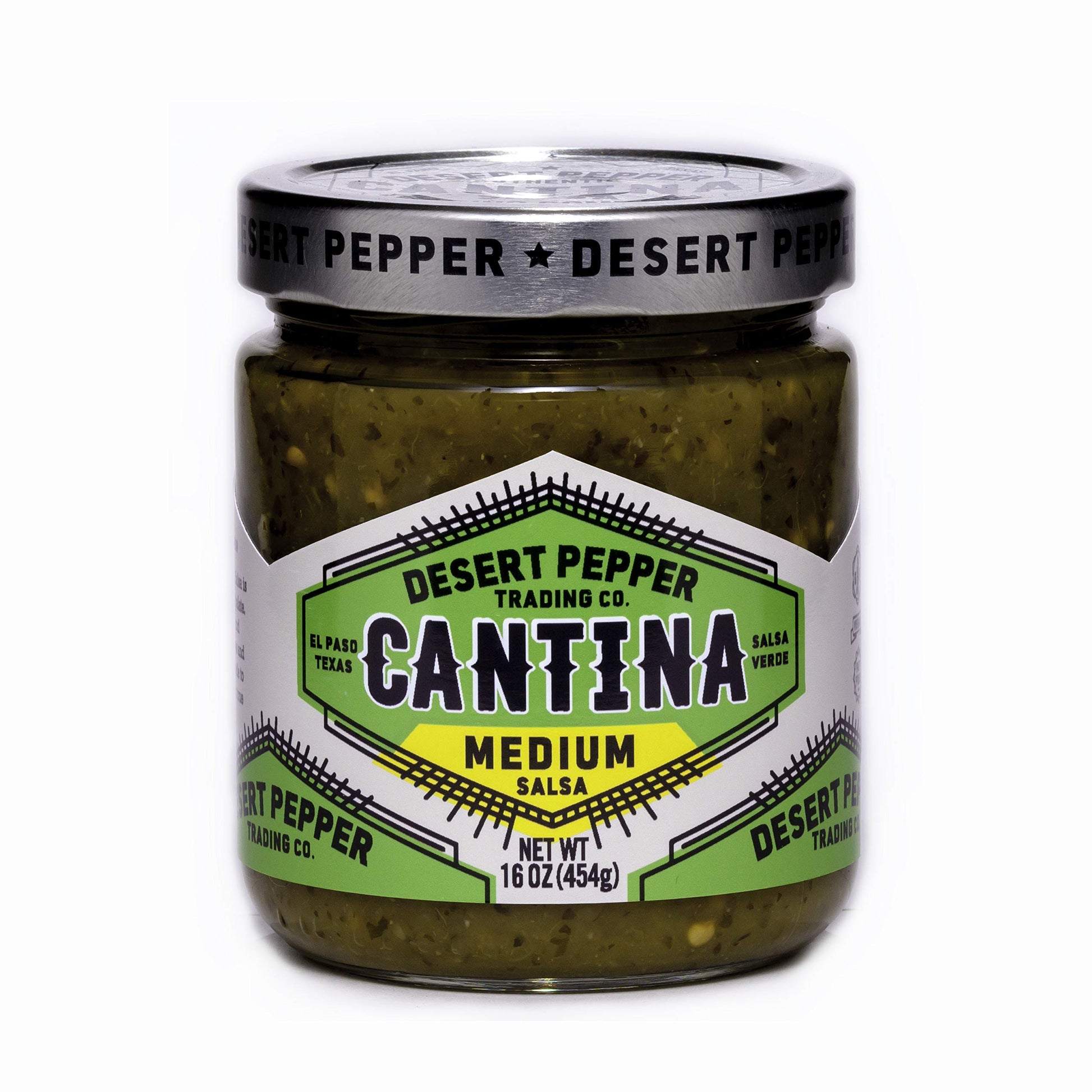 Desert Pepper Trading Company Cantina Salsa, Medium Green, With Green Chiles, Jalapenos, Cilantro, Garlic 16-Ounce (1-Pack)