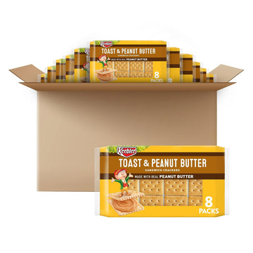 Keebler Sandwich Crackers, Single Serve Snack Crackers, Office And Kids Snacks, Toast And Peanut Butter (12 Trays, 96 Packs)