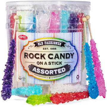 36 Extra Large Assorted Rock Candy Sticks: Espeez - Candy Party Favors - For Birthdays, Weddings, Receptions, Bridal, Baby Showe