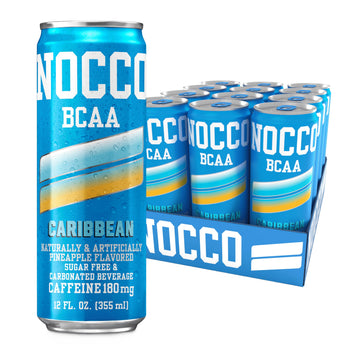 NOCCO BCAA Energy Drink, Sugar Free, 180mg Caffeine, 12 Fl Oz Cans, Pack of 12, Low Calorie Performance Drink