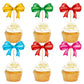 Cyodoos 24pcs Color Bowknot Cupcake Toppers Cake Dessert Picks Decoration For Baby Shower Princess Cupcake Toppers for Birthday 