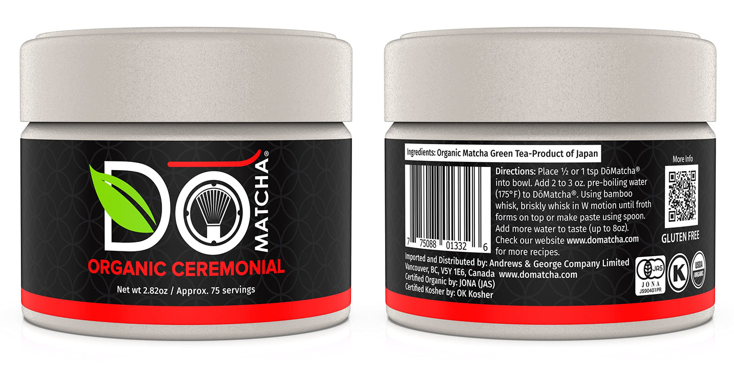 DoMatcha Organic Ceremonial Green Tea Matcha Powder, Natural Antioxidants, 2.82 oz, 75 Servings