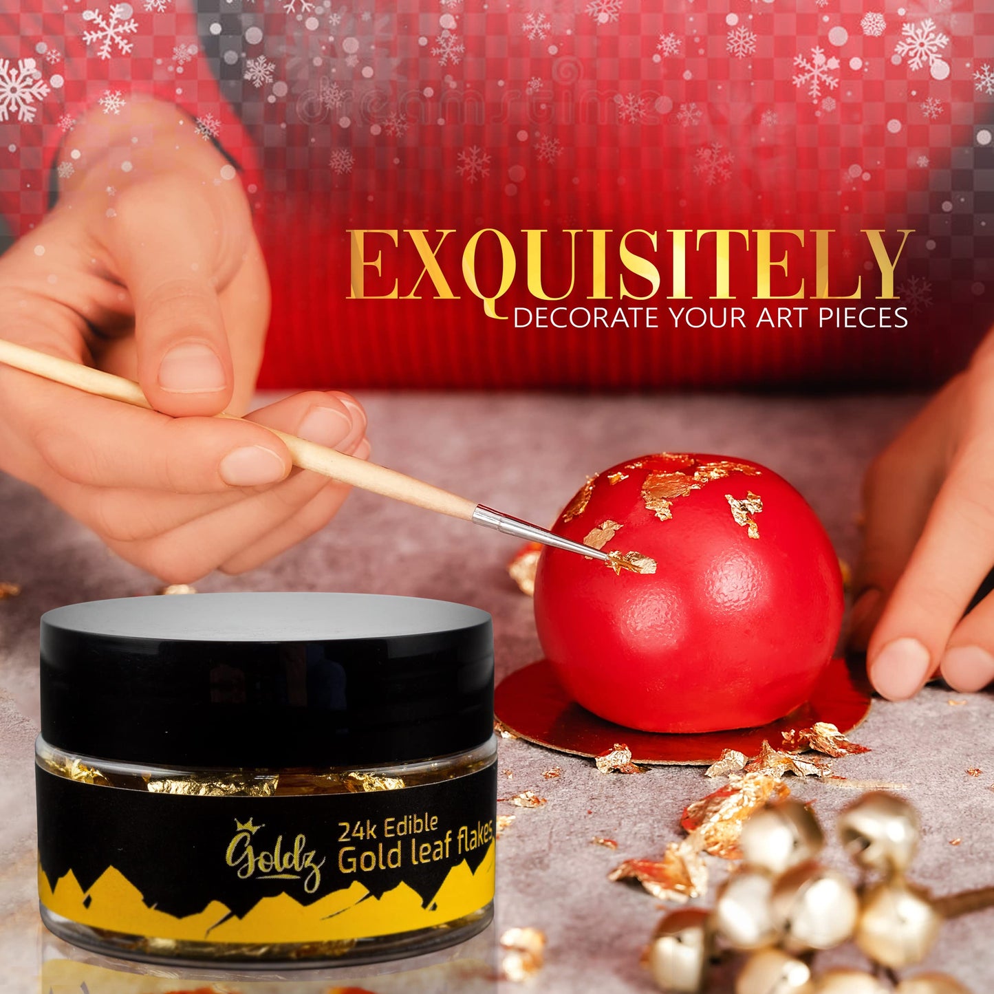 Goldz 24K Edible Real Gold Leaf Flakes 50Mg, Edible Gold Leaf Flakes For (Cooking, Cupcake, Chocolate, Steak, Chocolates, Decora