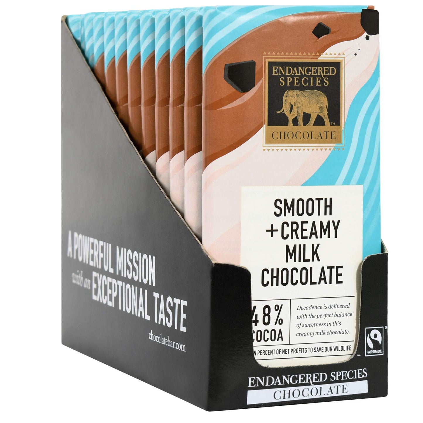 Endangered Species Chocolate Bars | Milk Chocolate | 48% Cocoa, Smooth And Creamy Sweetness | Gluten Free & No Artificial Sweeteners | 3 Ounce Bars (12 Pack)