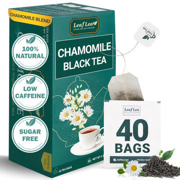 LeafLea Black Tea with Chamomile, Camomile Tea Bags, Natural Chamomile Flowers For Relaxation, Strong & Distinctive Black Tea, M