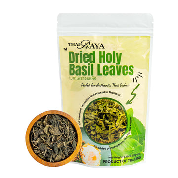 Thairaya Premium Dried Holy Basil leaves Kaprao Thai hearbs Natural 20 Grams (0.71 OZ.) Product of Thailand Pack of 1