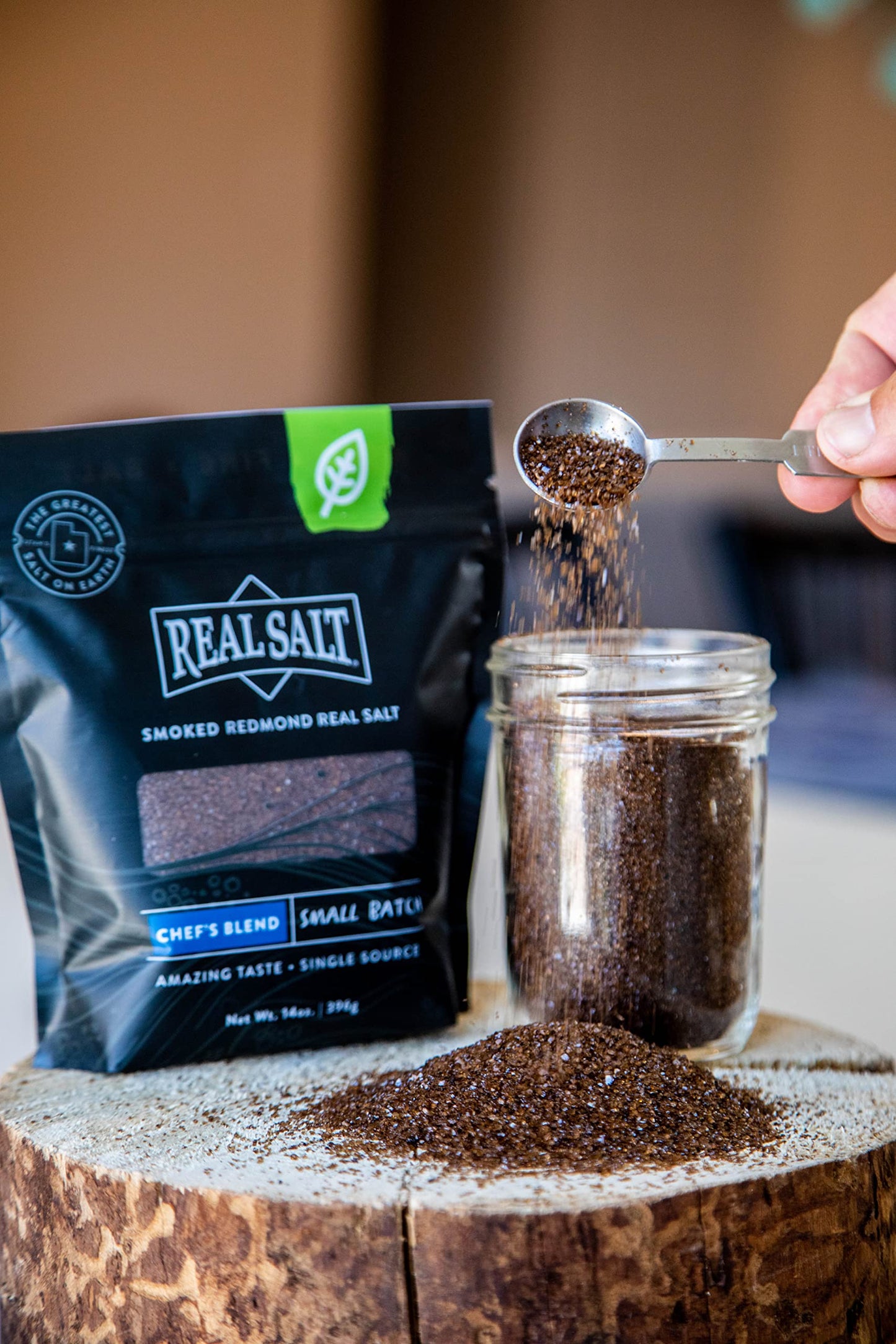 REDMOND Real Salt Smoked Salt, Chefs Blend, 14 oz Pouch