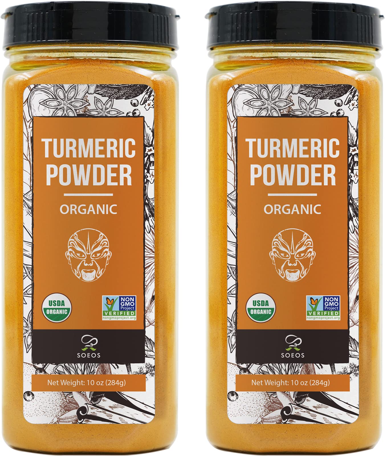 Soeos Organic Turmeric Powder 20 Oz (10 Oz *2), Non-Gmo Verified, Usda Organic, 100% Raw, Lab Tested For Purity, 100% Raw, Curcumin Powder.