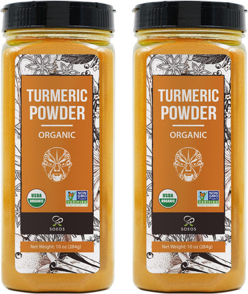 Soeos Organic Turmeric Powder 20 Oz (10 Oz *2), Non-Gmo Verified, Usda Organic, 100% Raw, Lab Tested For Purity, 100% Raw, Curcumin Powder.