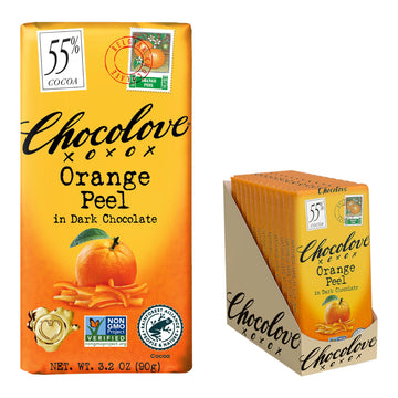 Chocolove Orange Peel Dark Chocolate Bars | 55% Cocoa | Tangy Orange Peel Bits | Smooth & Sweet | Premium Belgian Dark Chocolate