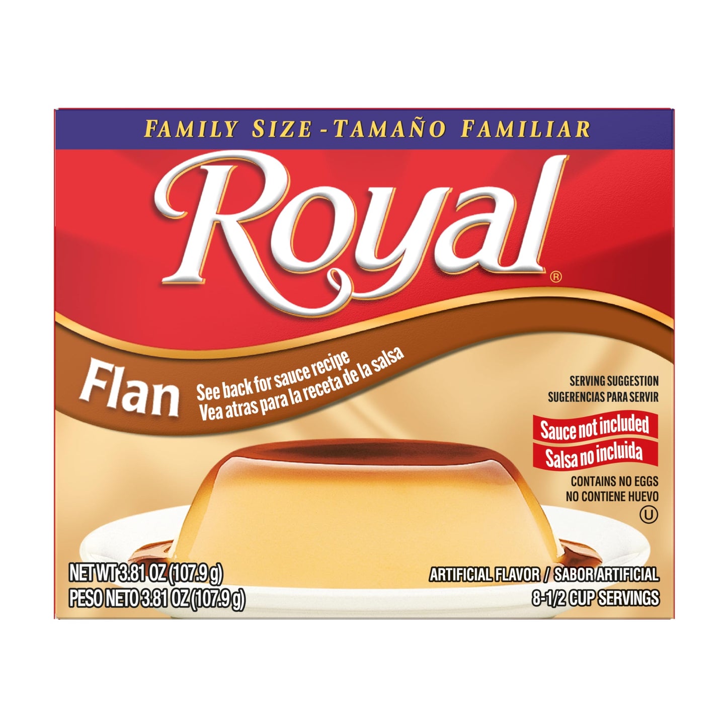 Royal Bilingual Flan Dessert Mix, Family Size, Fat Free 3.81 Ounce (Pack Of 12)
