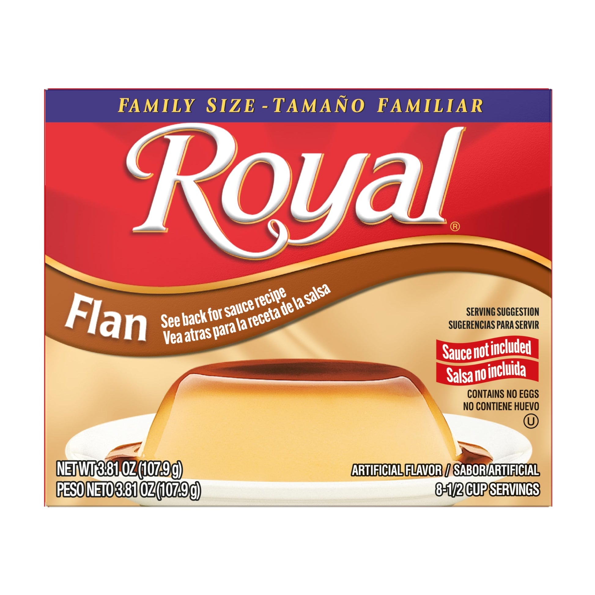 Royal Bilingual Flan Dessert Mix, Family Size, Fat Free 3.81 Ounce (Pack Of 12)