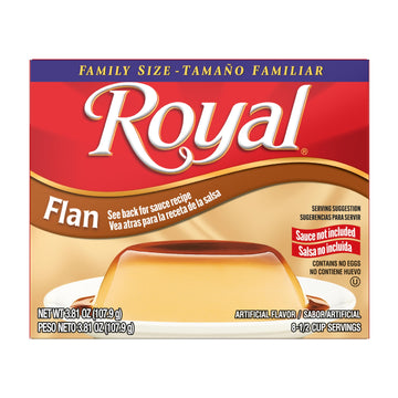 Royal Bilingual Flan Dessert Mix, Family Size, Fat Free 3.81 Ounce (Pack Of 12)