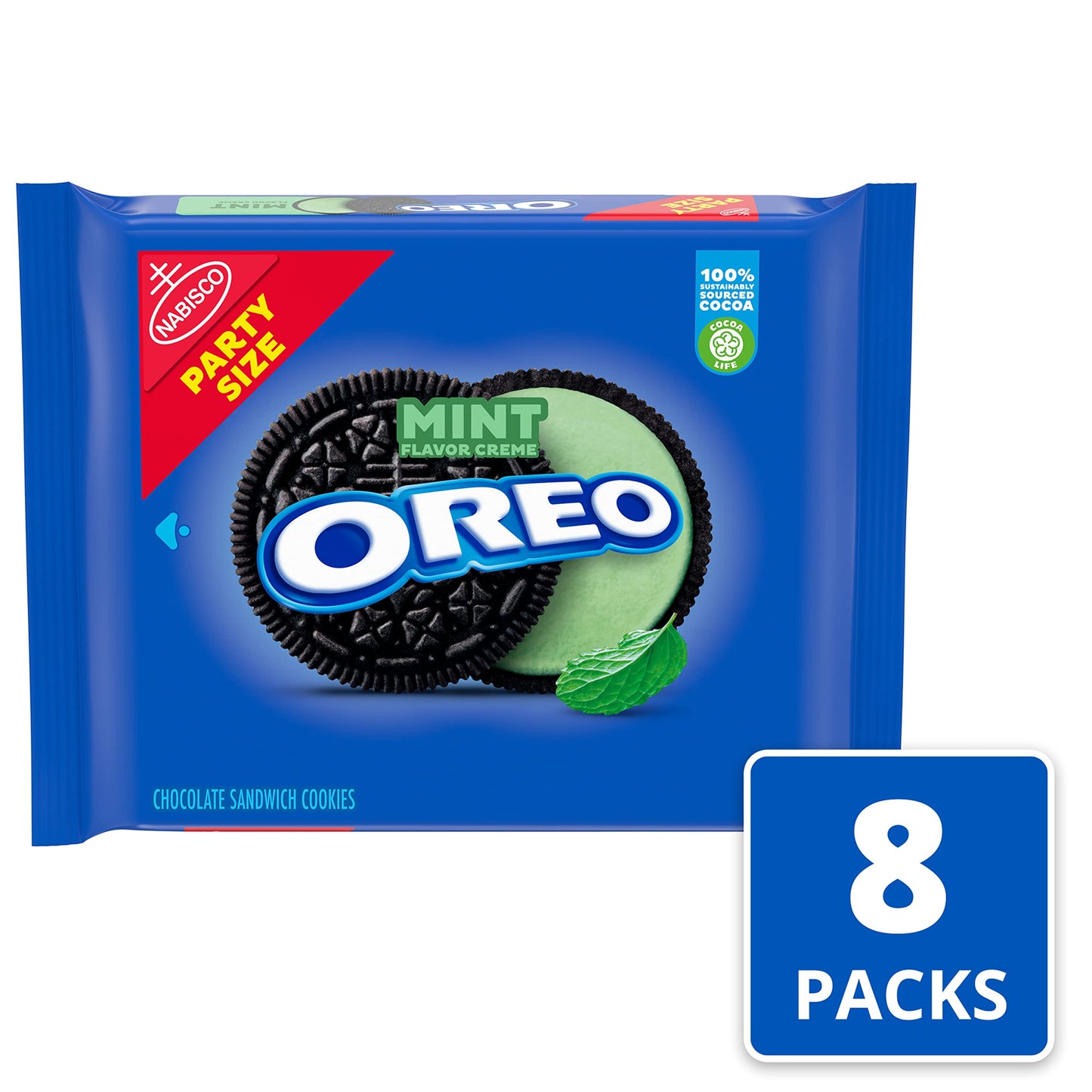 OREO Mint Creme Chocolate Sandwich Cookies, Party Size, 8 - 26.7 oz Packs