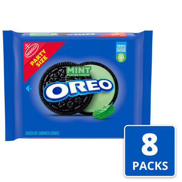 OREO Mint Creme Chocolate Sandwich Cookies, Party Size, 8 - 26.7 oz Packs
