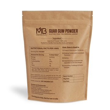 Mb Herbals Guar Gum Powder 8 Oz (0.5 Lb / 227 Gram) | Gluten Free Thickening Agent For Soups Sauces Curries Ice-Creams