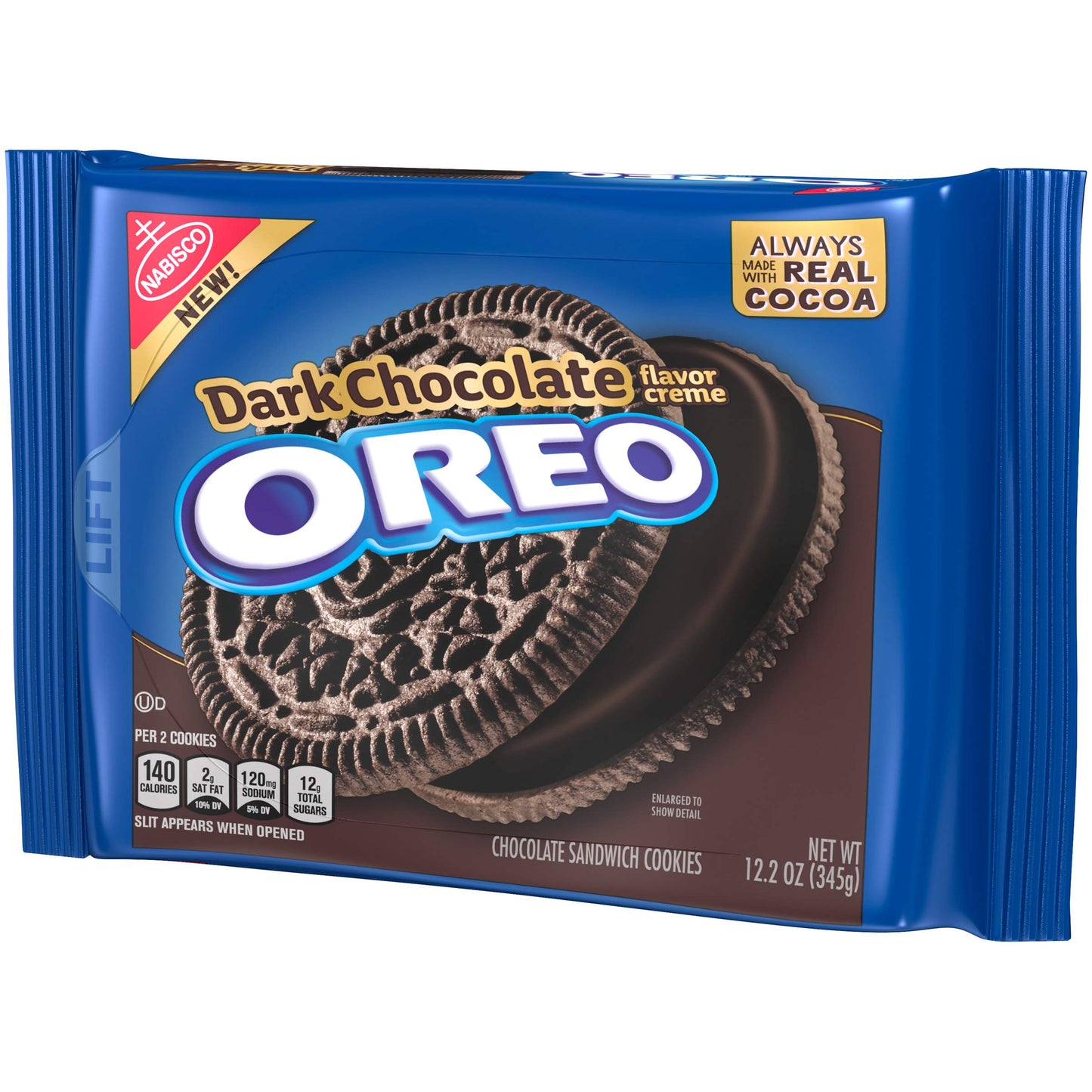 OREO Chocolate Sandwich Cookies, Dark Chocolate Flavored Creme, 1 Resealable 12.2 oz Pack
