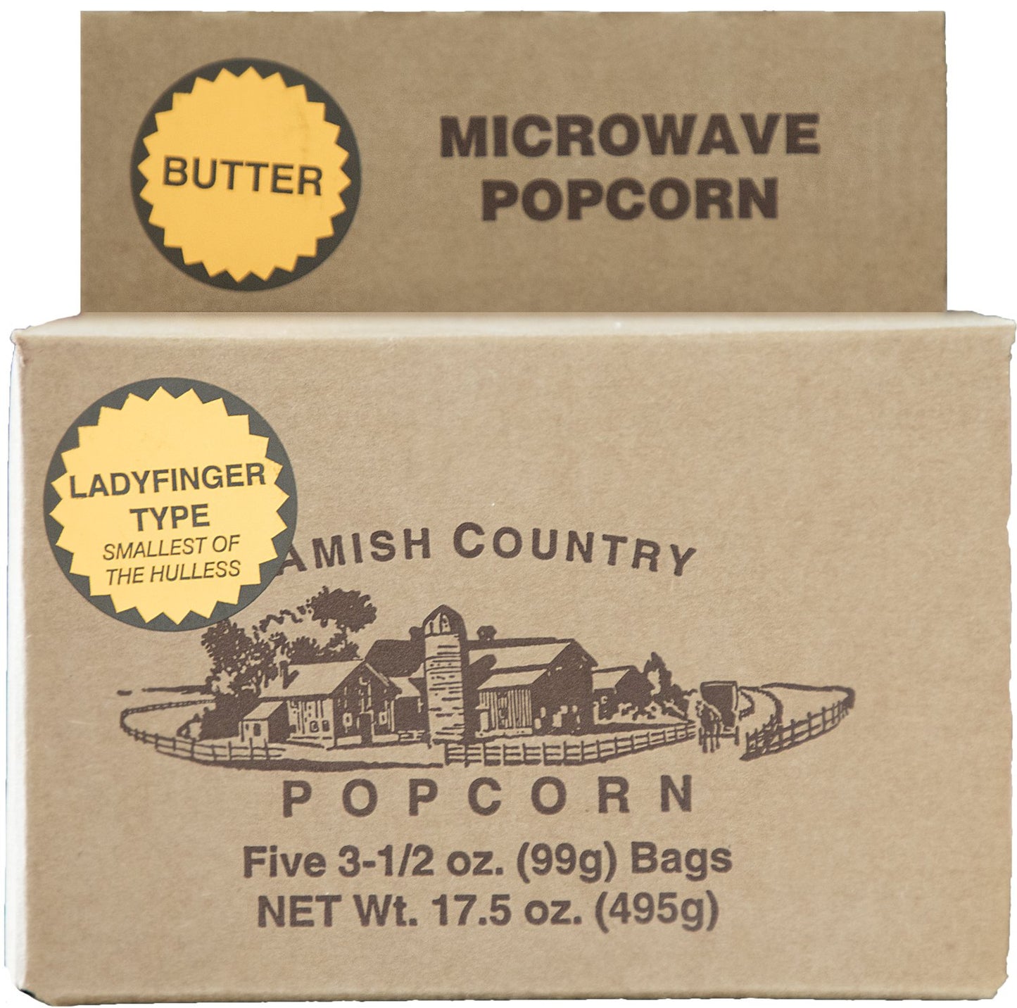 Amish Country Popcorn | Old Fashioned Microwave Popcorn | Non-Gmo, Gluten Free, Microwaveable And Kosher (Ladyfinger Butter - 5