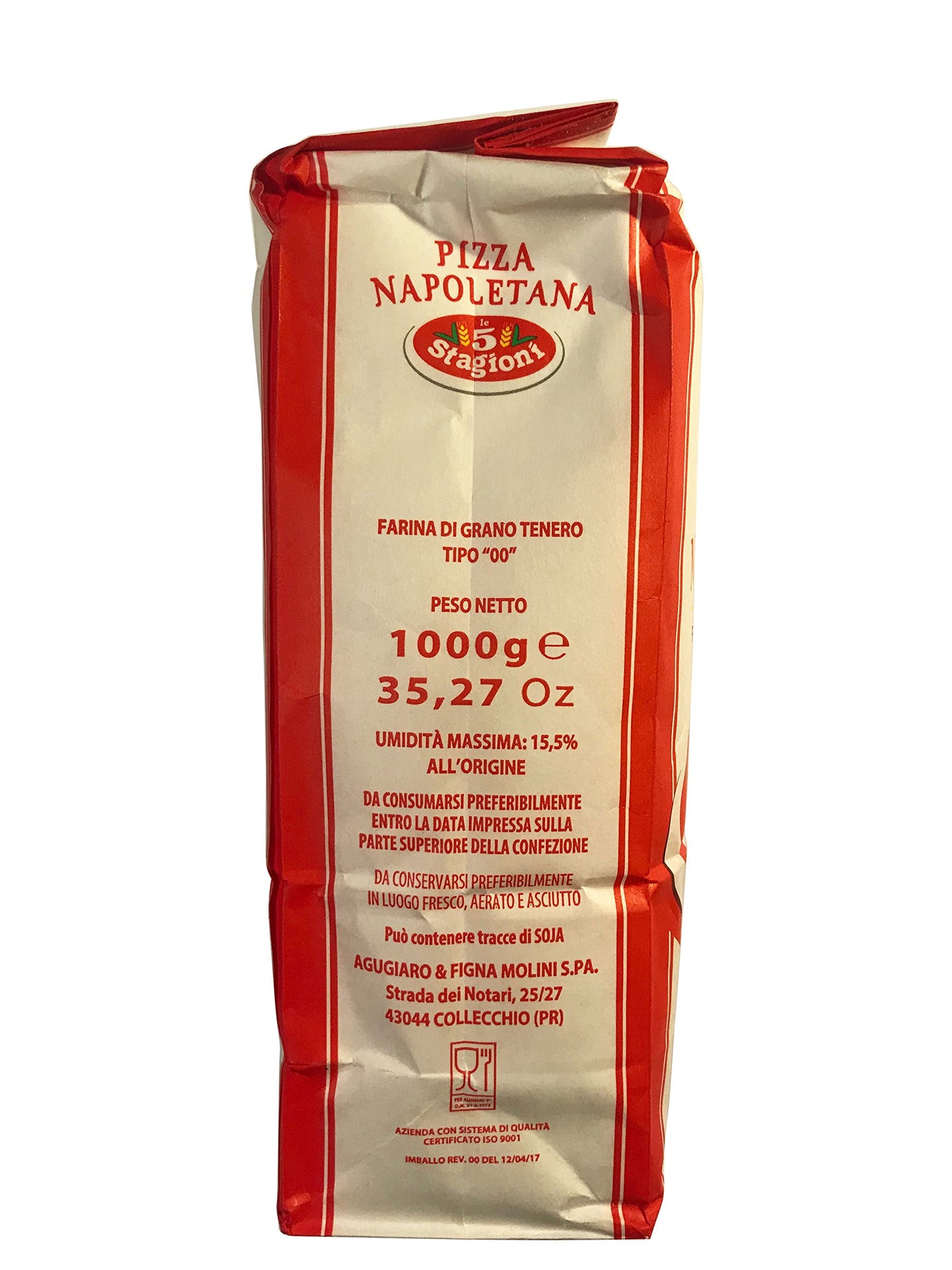 Le 5 Stagioni Pizza Napoletana Italian 00 Soft Wheat Flour 2.2 Pound Package