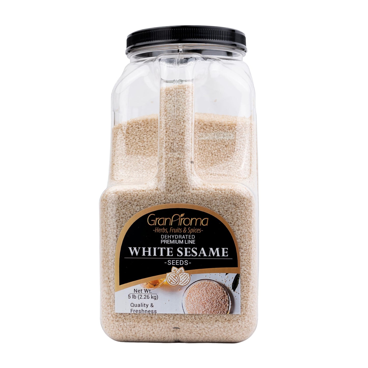 GranAroma White Sesame Seeds, Garnish & Seasoning, Versatile Seeds, Nutty Flavor (5 Pound)