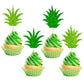 Gyufise 24 Pack Pineapple Cupcake Toppers Glitter Donut Pineapple Leaf Cupcake Picks Tropical Hawaiian Luau Pineapple Theme Baby
