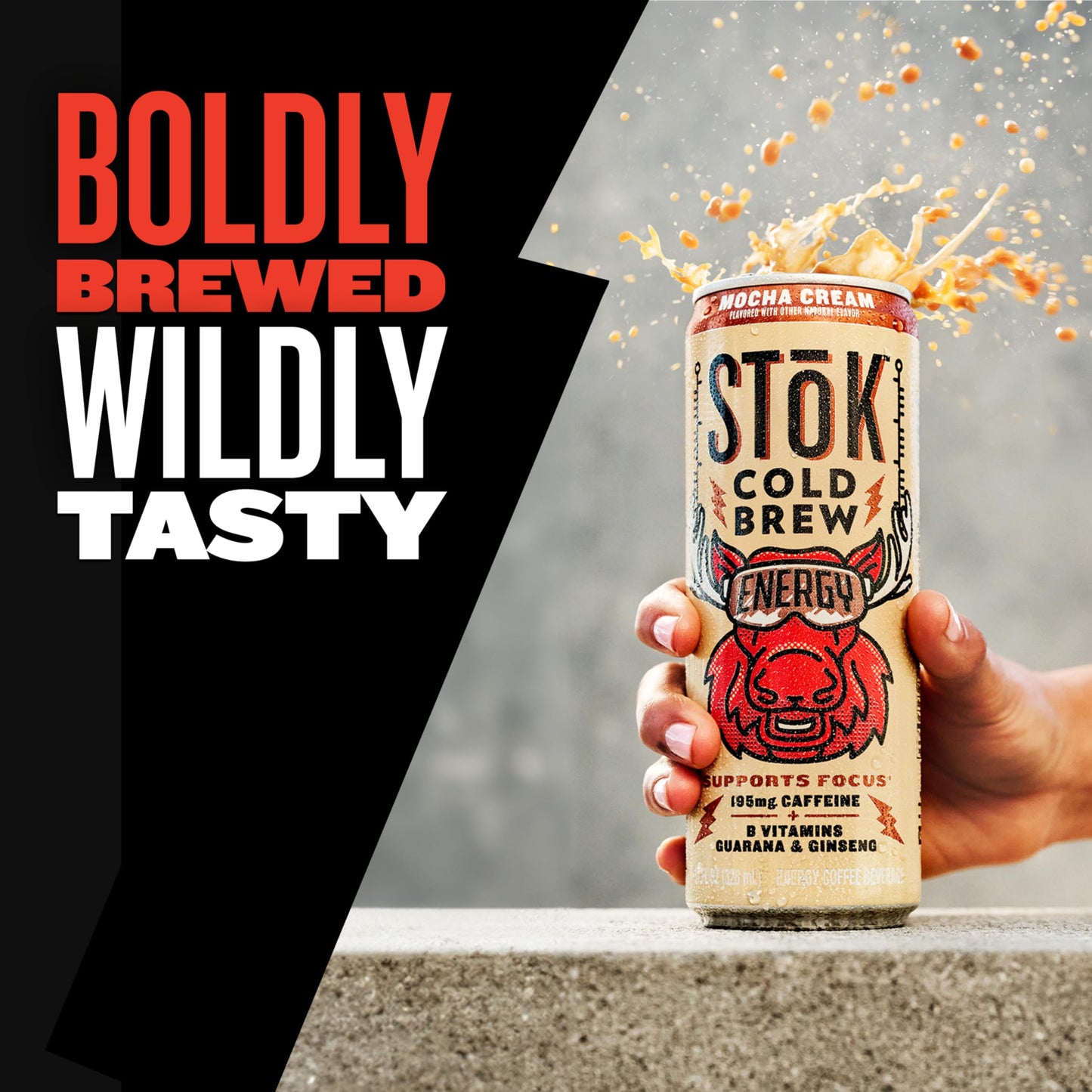 SToK Cold Brew Energy Mocha Cream  Energy Coffee Beverage with 195mg Caffeine to Help Support Focus  Canned Coffee with B-Vitamins  Guarana and Ginseng  11 fl oz  12pk