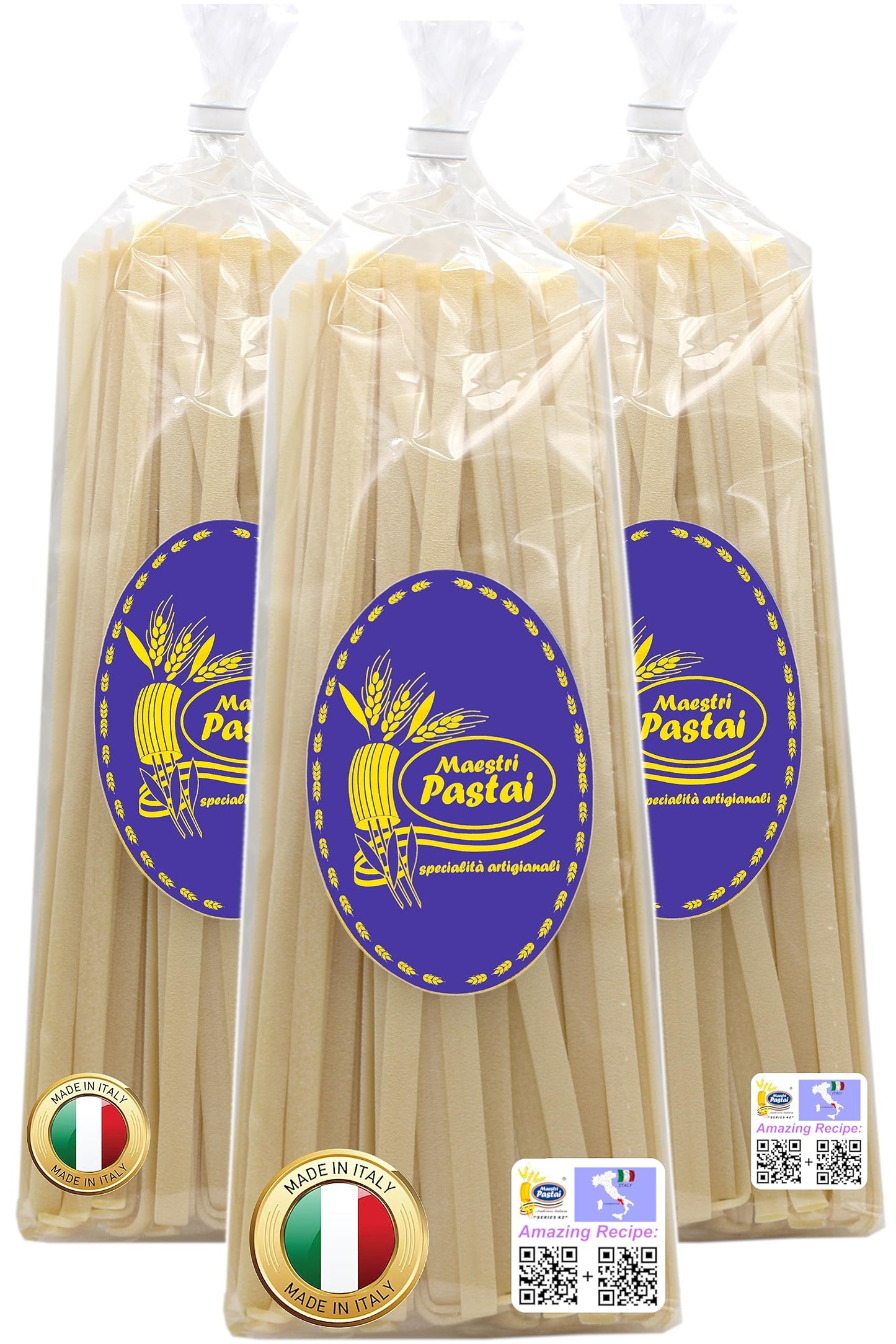 Maestri Pastai, Gourmet Tagliatelle Italian Pasta (Italian Ribbon Pasta), (Pack of 3), Special ''Series 42'', Premium Quality Im