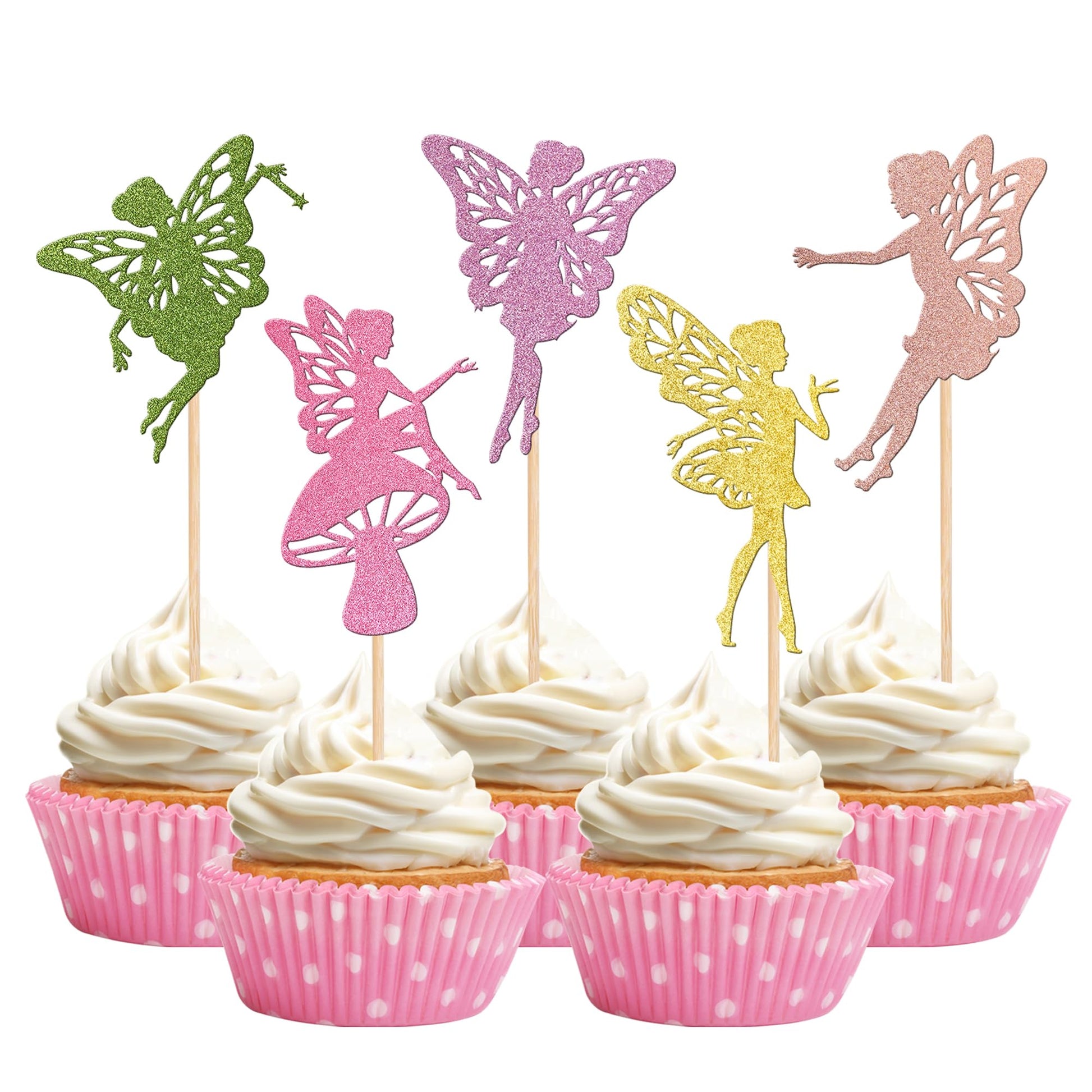 30 Pcs Fairy Cupcake Toppers Glitter Flower Angel Fairy Cupcake Picks Ballet Dancer Cupcake Decorations For Wedding Bridal Showe