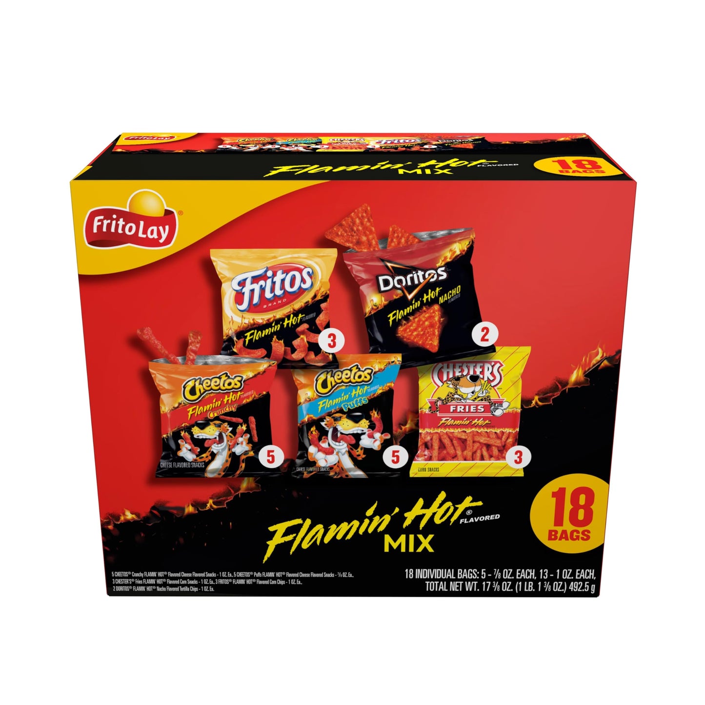 Frito-Lay, Variet Pack Snack Chips, Flamin' Hot Mix, 18 Count