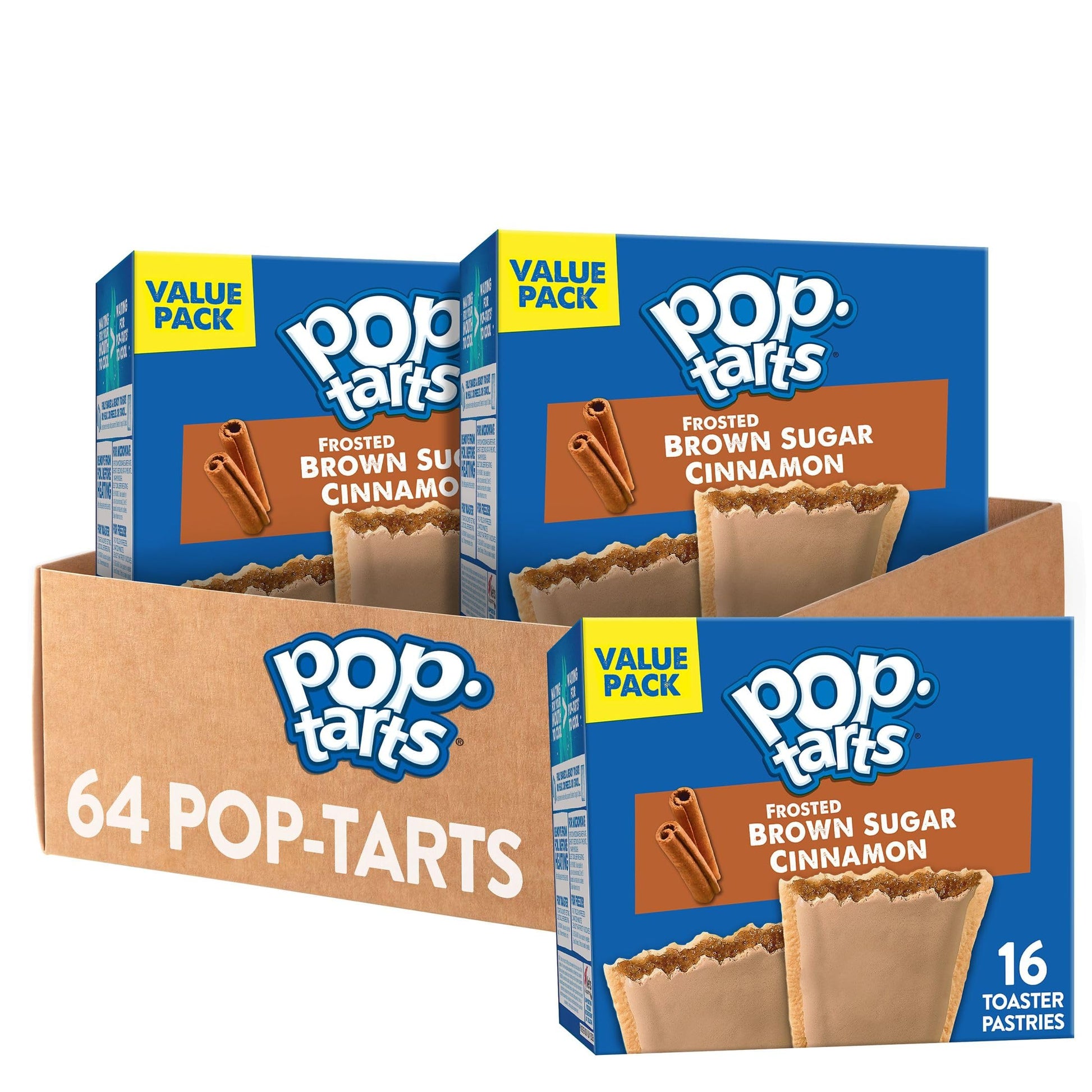 Pop-Tarts Toaster Pastries, Breakfast Foods, Kids Snacks, Value Pack, Frosted Brown Sugar Cinnamon (64 Pop-Tarts)