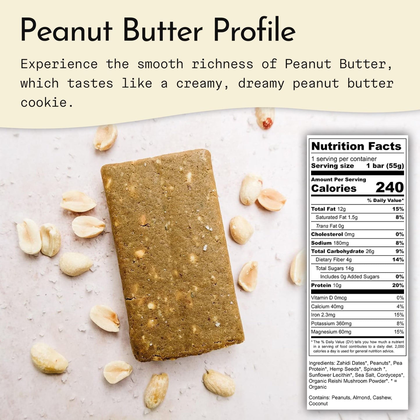 Send Bars Plant-Based Vegan Healthy Protein Bars, With Greens (Peanut Butter, 8 Bars) – Only Real Ingredients, Zero Added Sugar, Gluten-Free, Dairy-Free