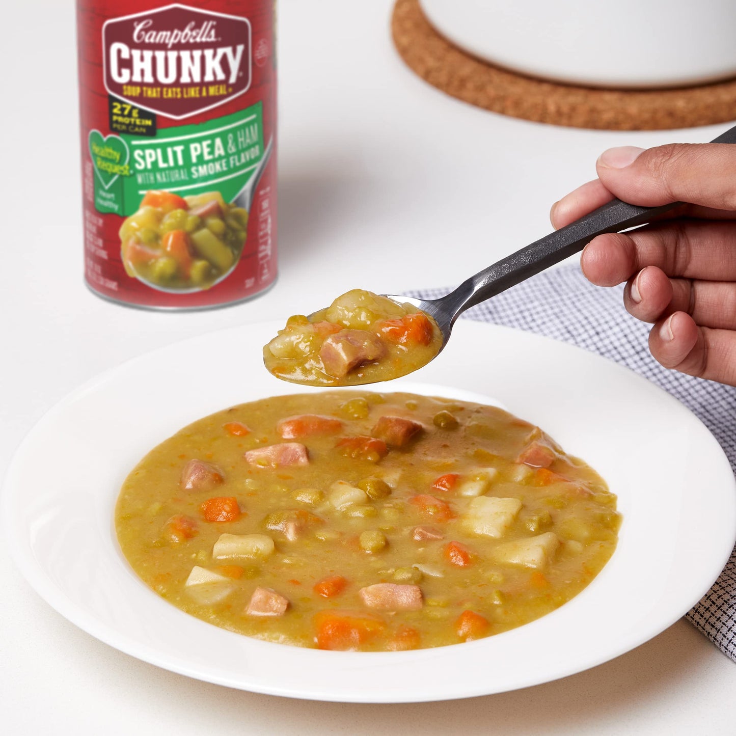 Campbell s Chunky Healthy Request Split Pea Soup With Ham and Natural Smoke Flavor, 19 oz Can (12 Pack)