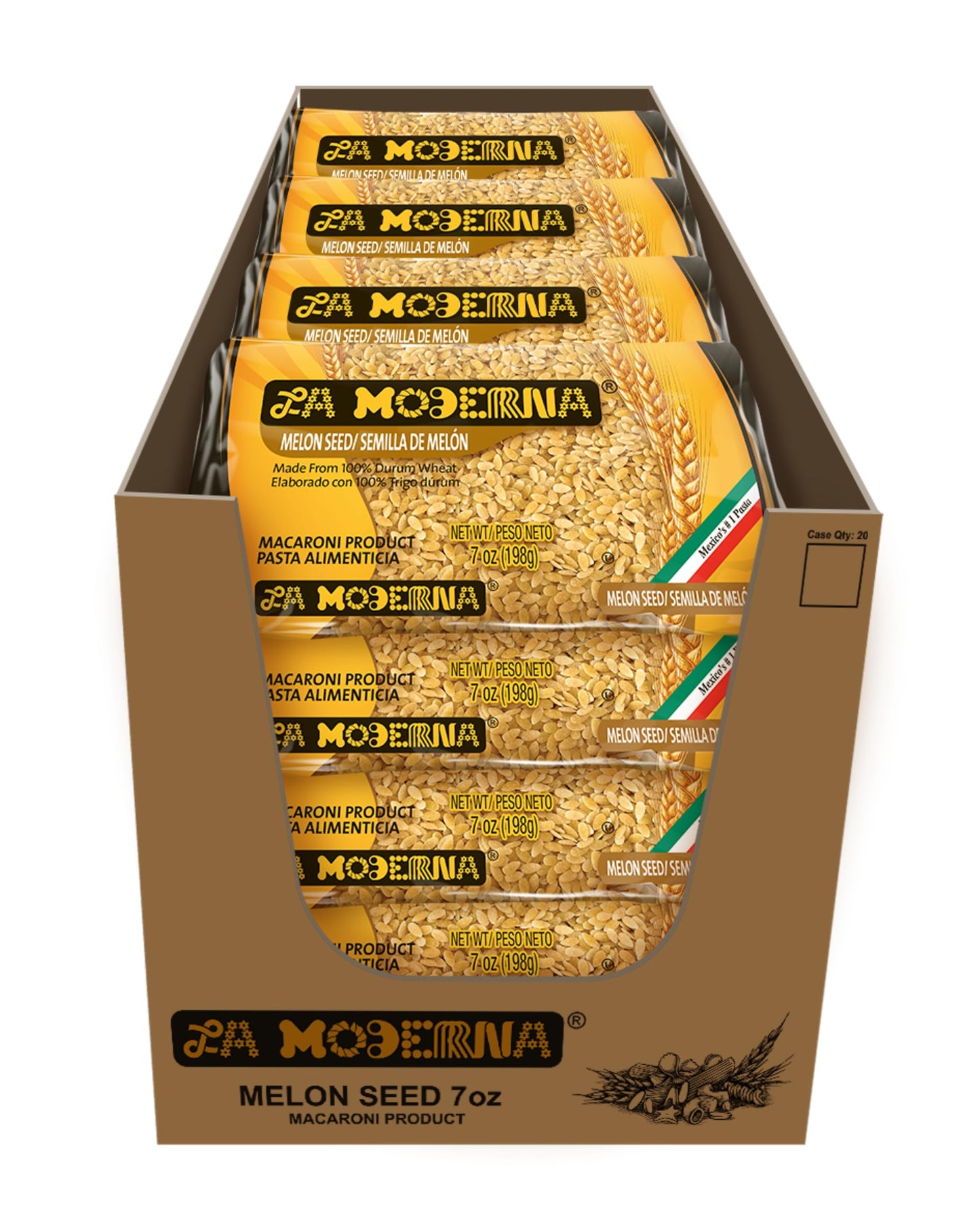 La Moderna, Conchas, Pasta, Hecha Con Sémola De Trigo Durum, Enriquecida Con Vitaminas Y Hierro, 7 Oz, Pack De 20