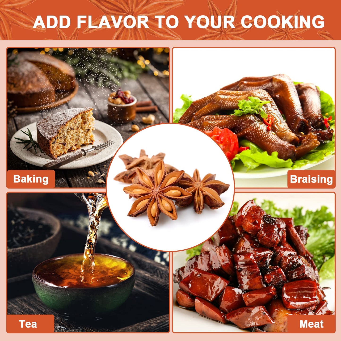 Spicefun Star Anise 12Oz(340G), Chinese Star Anise Whole, Fresh, Pure And Dried Anise Pods, Great For Cooking, Baking And Tea