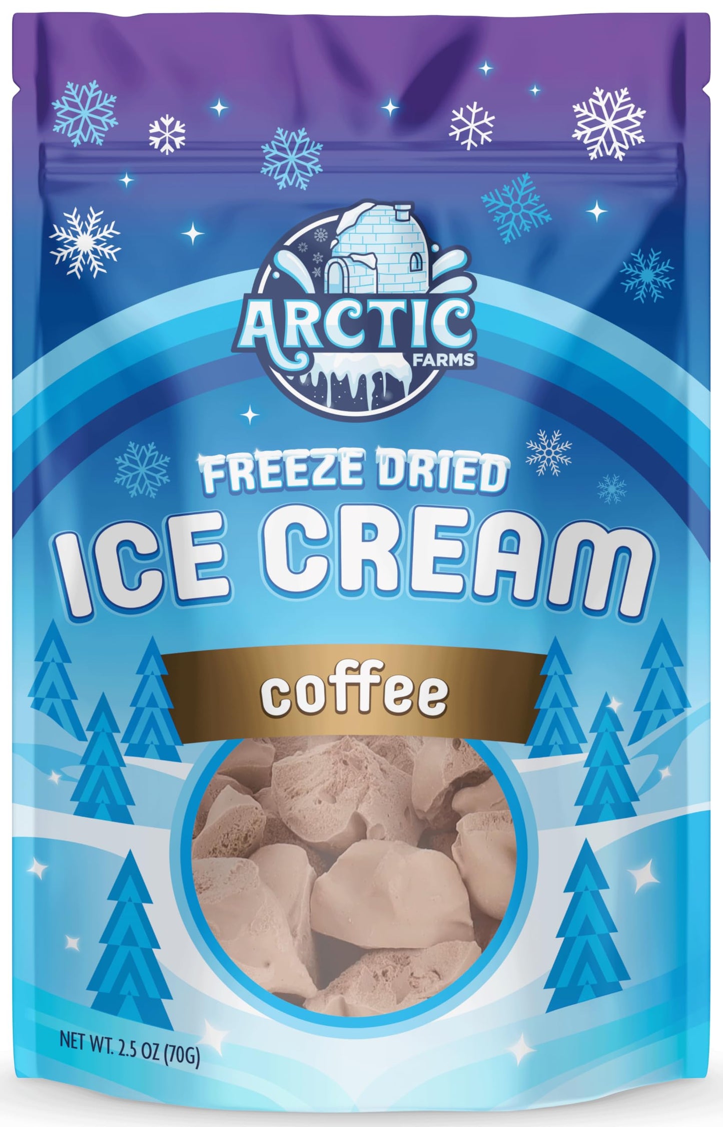Arctic Farms Freeze Dried Ice Cream Bits Bagged And Boxed - Does Not Melt (Coffee)