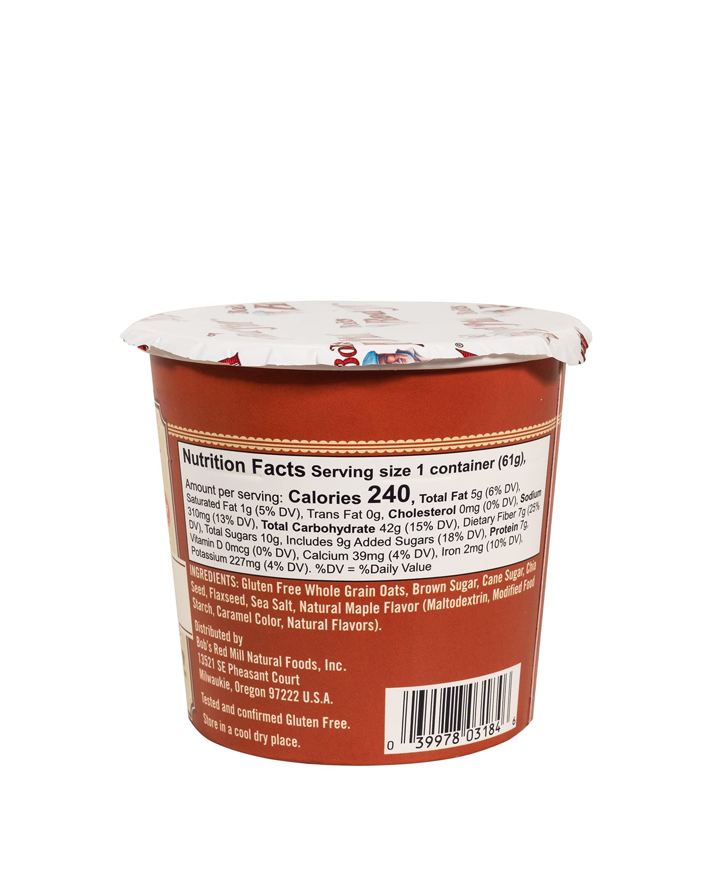 Bob'S Red Mill Gf Oatmeal Cup, Maple & Brown Sugar, 2.15 Ounce Cup (Pack Of 8), Gluten Free, Non-Gmo, Whole Grain, Kosher