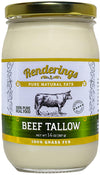 Renderings Beef Tallow, 100% Grass-Fed & Finished, Cooking, Baking and Frying, 14 oz jar