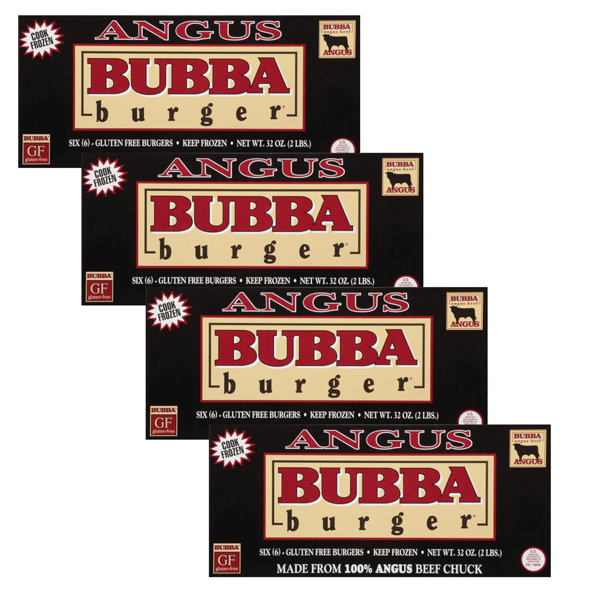 Ready Set Gourmet Bubba Burger Angus Beef Burgers - Gluten Free - 6 Count (Pack of 4) - 100% Angus Beef Chuck - No Trimmings or Preservatives