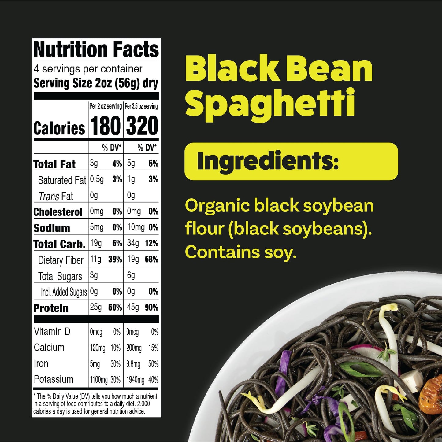 Explore Cuisine Organic Black Bean Spaghetti - Pack of 6 (8 oz) - Easy-to-Make Gluten Free Pasta - High in Plant Protein & Fiber
