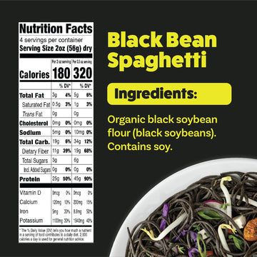 Explore Cuisine Organic Black Bean Spaghetti - Pack of 6 (8 oz) - Easy-to-Make Gluten Free Pasta - High in Plant Protein & Fiber