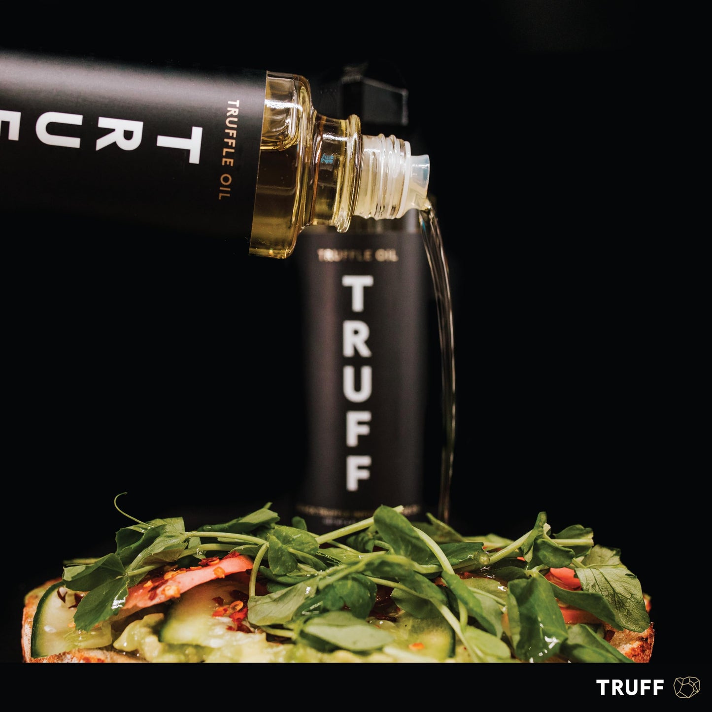 TRUFF Starter Pack - Black Truffle Hot Sauce (6 oz), Black Truffle Oil (6 oz), Black Truffle Sea Salt (5.3 oz) - Specialty Seasoning Set